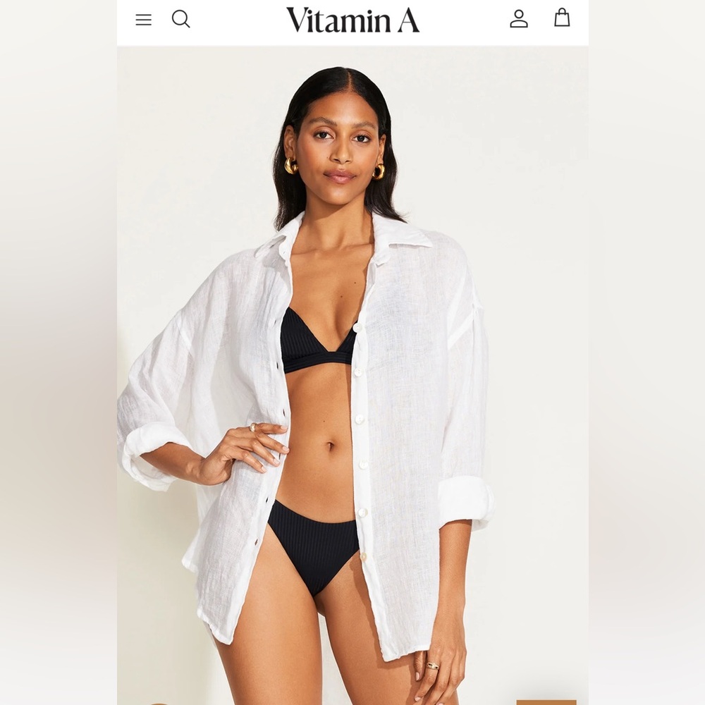 Vitamin A White Linen Swim Coverup